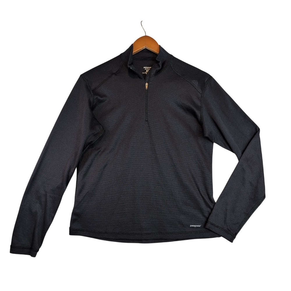 Patagonia Capilene Womens Md Black 1/4 Zip Pullover Base Layer Shirt Athleisure